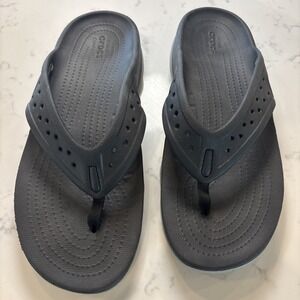 CROCS Swiftwater Deck Thong Flip‎ Flop Sandal Beach Boat Men's US 10 Black/Gray